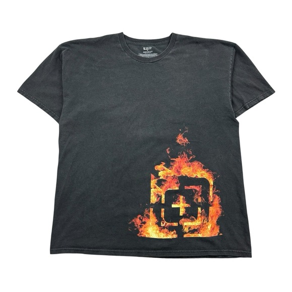 5.11 Tactical Other - 511 Tactical T Shirt Men XL Black Flames Logo Utility Workwear Outdoors Faded
